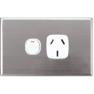 Silver Face Plate Cover for Slim Wall Power Outlet Sockets - 1 Gang