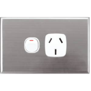 Silver Face Plate Cover for Slim Wall Power Outlet Sockets - 1 Gang