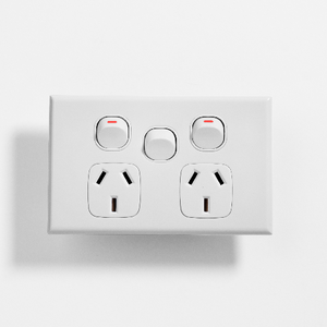 10 x White GPO Double  Power Point Socket with Extra Power Switch