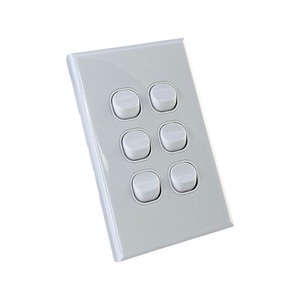 Six Gang White Wall Plate with Switch