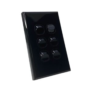 Six Gang Black Wall Plate with Switch