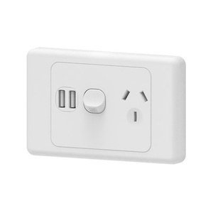 GPO Double Power Point Socket with 2 x USB A Charging Socket
