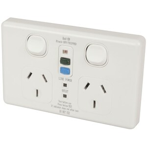 White 10A GPO Double Power Point Socket with RCD