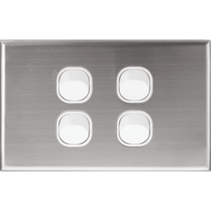 Silver Face Plate Cover for Alpha Series Wall Plate Switches - 4 Gang