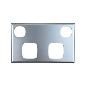 Silver Face Plate Cover for Alpha Series Wall Power Outlet Sockets - 2 Gang