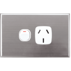 Silver Face Plate Cover for Alpha Series Wall Power Outlet Sockets - 1 Gang