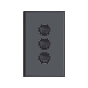 Three Gang Matte Black Wall Plate with Switch