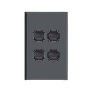 Four Gang Matte Black Wall Plate with Switch