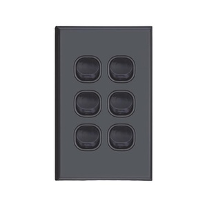 Six Gang Matte Black Wall Plate with Switch