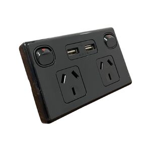 Double GPO Power Point Socket with Dual USB Ports - Gloss Black