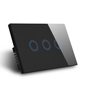 Glass Panel Black Three Gang Light Switch