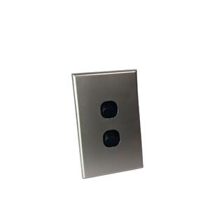 Slim Vertical 2 Gang Wall Plate Light Switch - Black & Silver 