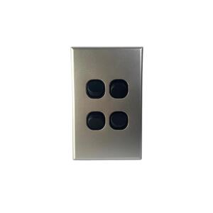 Slim Vertical 4 Gang Wall Plate Light Switch - Black & Silver 