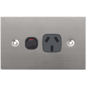 Black Stainless Steel Single Power Point 10A