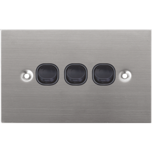 Black 3 Gang Stainless Steel Wall Plate Light Switch