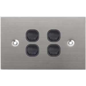 Black 4 Gang Stainless Steel Wall Plate Light Switch