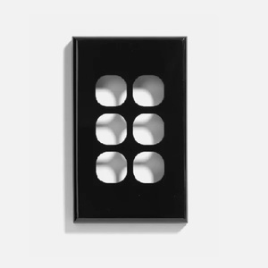 6 Gang Gloss Black Grid Plate and Cover