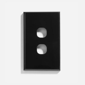 2 Gang Slim Gloss Black Grid Plate and Cover