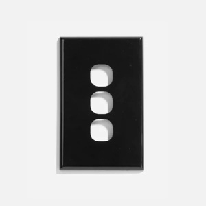 3 Gang Slim Gloss Black Grid Plate and Cover