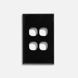 4 Gang Slim Gloss Black Grid Plate and Cover