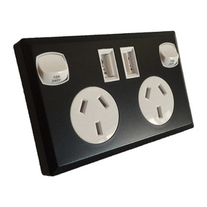 Black & White Double USB Power Point GPO Wall Socket