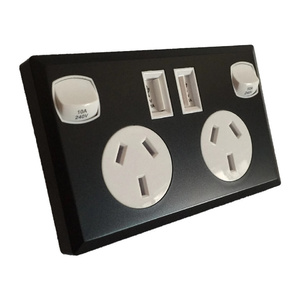 6 x Black & White Dual USB Power Point GPO Wall Socket