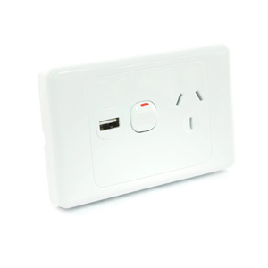 6 x White Australian Power Point GPO Wall Plate with 2A USB Socket Charger