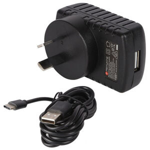 5V DC 2.4A Compact Power Adapter w/ USB Type C Plug - Black