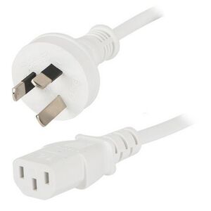 1.8m White C13 IEC Power Cable Female Socket to 240V Mains Plug