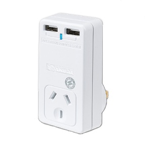 2 Port USB 3.1A Wall Charger with 240V Mains Socket