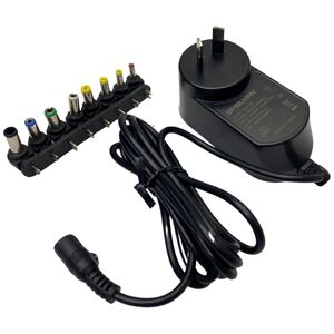 12V DC 2A Power Adapter with 8 interchangeable DC Plugs