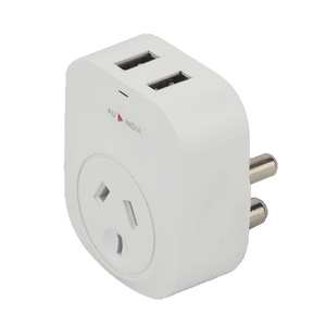 India Travel Adapter with 2 USB Charge Ports