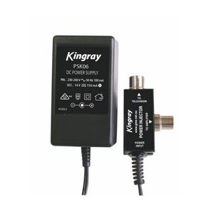 14V DC 150mA Power Supply TV RF Coax Line Injector w/ PAL Connector