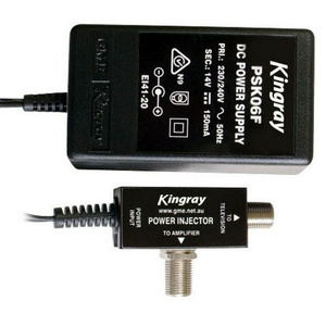 14V DC 150mA Power Supply TV RF Coax Line Injector w/ F Type Connector
