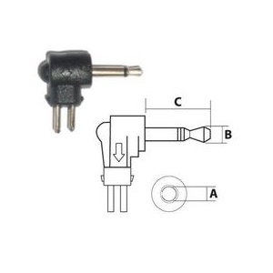 2.5mm TRS Mono Reversible DC Plug - Right Angle