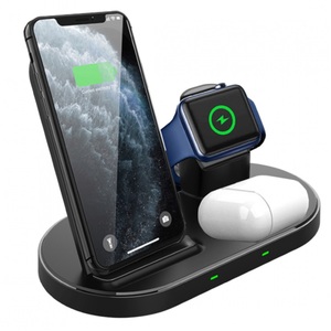 15W 3 in 1 Wireless Charging Stand with USB QC3.0 Mains Charger