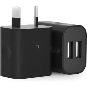 2 x 5V 2.1A USB Port Wall Charger Black