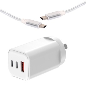 3 Port USB-C QC3.0 65W PD GaN Wall Charger with 1m USB C Cable