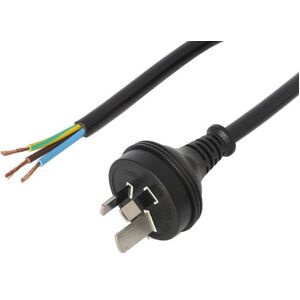 3 Pin 15A Plug Mains Cord with Bare Wires 2M