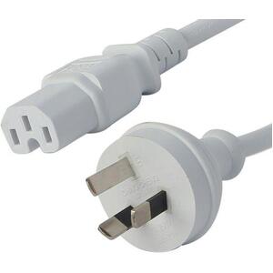 240V 3 Pin Plug to C15 Keyway High Temperature  Cable - White 1M