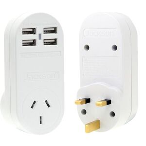 Outbound UK & Hong Kong Travel Adaptor w/ 4 x USB Charge Ports