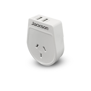 Outbound USA 3 Pin Earth Travel Adaptor w/ 2 x USB Charge Ports