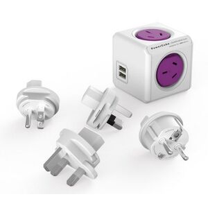 Powercube Overseas Travel Adaptor with 2 x AC Sockets & USB
