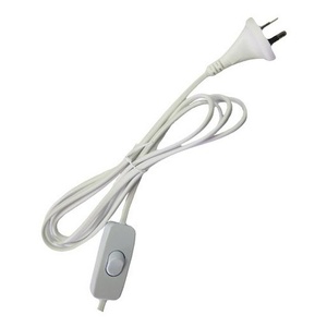 3 Pin 240V Plug Black Mains Cord with Inline Switch and Bare Wire 2.9m White