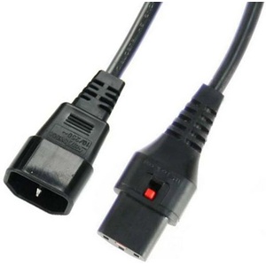 0.5m IEC-Lock C13 to C14 Extension Cord - Black