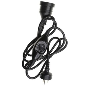 1.8m Black 240V Mains Extension Power Cable w/ In-line Switch