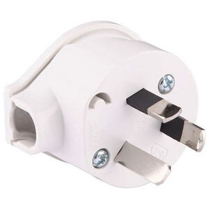 240V AC Mains Rewireable Right Angle Plug w/ Large Cable Entry - White