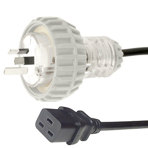 5m 10A IEC C19 to 10A Captive Mains Plug Power Cable - Grey