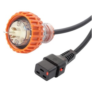 5m 10A IEC-Lock C19 to 20A Captive Mains Plug 2.5mm² Power Cable - Orange