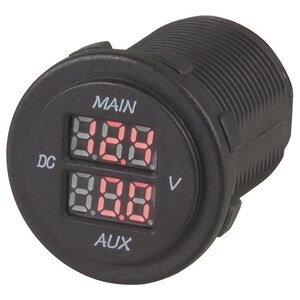 Red LED Panel Mount Dual Battery Voltmeter